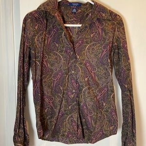 Womens fit Chaps vintage paisley button down